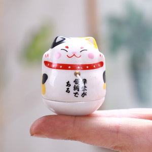 Ceramic Maneki Neko Home Decor Cartoon Japanese Lucky Cat Tumbler Feng Shui Ceramic Fortune Cat Statue Room Decor Accessories acacuss