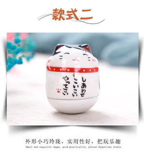 Ceramic Maneki Neko Home Decor Cartoon Japanese Lucky Cat Tumbler Feng Shui Ceramic Fortune Cat Statue Room Decor Accessories acacuss