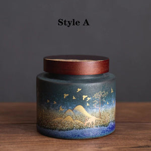 Ceramic Portable Moisture Proof Sealed Jar With Wooden Lid acacuss