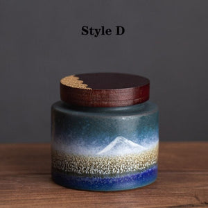 Ceramic Portable Moisture Proof Sealed Jar With Wooden Lid acacuss