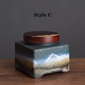 Ceramic Portable Moisture Proof Sealed Jar With Wooden Lid acacuss