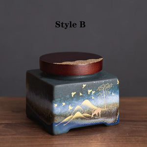 Ceramic Portable Moisture Proof Sealed Jar With Wooden Lid acacuss