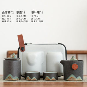 Ceramic Portable Travel Kung Fu Tea Set Home Office Zen Tea Teapot Gift - Travel Teaset with cups and TEA Caddy in Travel Bag acacuss