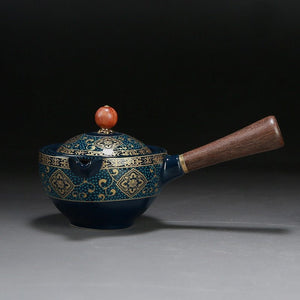 Ceramic Portable Travel Tea Set - Teapot 360 Automatic Spinning - Gift packed acacuss