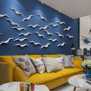 Ceramic Seagull Birds Wall Hanging Living Room Decoration Home Office Accessories TV Background Furnishings 3D Modern Statue acacuss