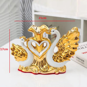 Ceramic Swan Vase Arrangement Dining Table Home Decoration Accessories Creative Lovers Vase Wedding decoration acacuss