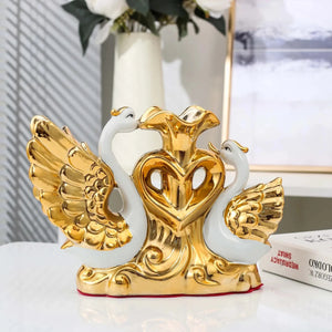 Ceramic Swan Vase Arrangement Dining Table Home Decoration Accessories Creative Lovers Vase Wedding decoration acacuss