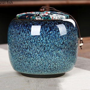 Ceramic Tea Box Tea Caddy Moisture Proof Sealed Jar Storage Tank Candy Jar Tea Container Tea Organizer Grain Tank Decorative Jar acacuss