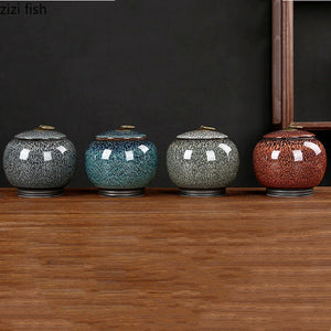 Ceramic Tea Box Tea Caddy Moisture Proof Sealed Jar Storage Tank Candy Jar Tea Container Tea Organizer Grain Tank Decorative Jar acacuss