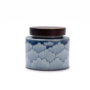 Ceramic Tea Caddy 2 Piece Set Gift Box Wooden Cover Storage Tank Sealed Jar Storage Tank Tea Box Tea Container Candy Jar Tea Can acacuss