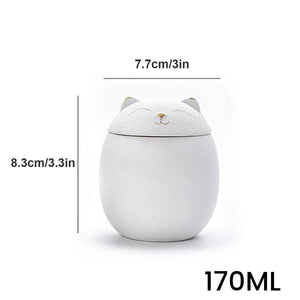 Ceramic Tea Caddy Cute Cat Pattern Portable Sealed Tea Leaf Containers Trave acacuss