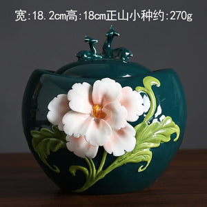 Ceramic Tea Caddy Deer Cover Gourd Shaped Tea Tin Decorative Jar Sealed Jar Home Storage Tank Tea Box Candy Jars Tea Container acacuss