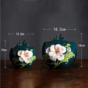 Ceramic Tea Caddy Deer Cover Gourd Shaped Tea Tin Decorative Jar Sealed Jar Home Storage Tank Tea Box Candy Jars Tea Container acacuss