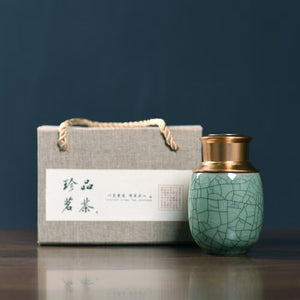 Ceramic Tea Caddy Metal Cover Sealed Jar Tea Box with Gift Box Tea Container Tea Organizer Candy Jar Storage Tank Storage Box acacuss
