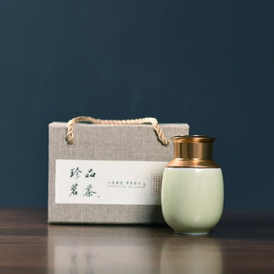Ceramic Tea Caddy Metal Cover Sealed Jar Tea Box with Gift Box Tea Container Tea Organizer Candy Jar Storage Tank Storage Box acacuss