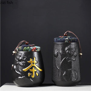 Ceramic Tea Caddy Sealed Jar Small Tea Box Portable Tea Can Storage Tank Candy Jars Food Container Tea Organizer Decorative Jar acacuss