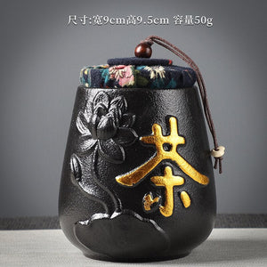 Ceramic Tea Caddy Sealed Jar Small Tea Box Portable Tea Can Storage Tank Candy Jars Food Container Tea Organizer Decorative Jar acacuss