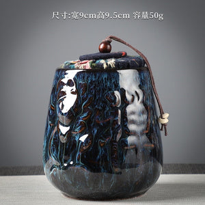 Ceramic Tea Caddy Sealed Jar Small Tea Box Portable Tea Can Storage Tank Candy Jars Food Container Tea Organizer Decorative Jar acacuss