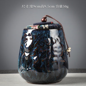 Ceramic Tea Caddy Sealed Jar Small Tea Box Portable Tea Can Storage Tank Candy Jars Food Container Tea Organizer Decorative Jar acacuss