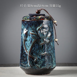 Ceramic Tea Caddy Sealed Jar Small Tea Box Portable Tea Can Storage Tank Candy Jars Food Container Tea Organizer Decorative Jar acacuss