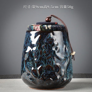 Ceramic Tea Caddy Sealed Jar Small Tea Box Portable Tea Can Storage Tank Candy Jars Food Container Tea Organizer Decorative Jar acacuss