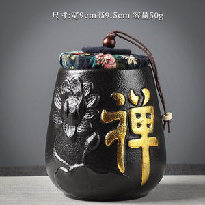 Ceramic Tea Caddy Sealed Jar Small Tea Box Portable Tea Can Storage Tank Candy Jars Food Container Tea Organizer Decorative Jar acacuss