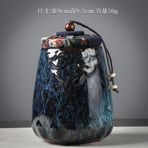 Ceramic Tea Caddy Sealed Jar Small Tea Box Portable Tea Can Storage Tank Candy Jars Food Container Tea Organizer Decorative Jar acacuss