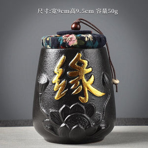Ceramic Tea Caddy Sealed Jar Small Tea Box Portable Tea Can Storage Tank Candy Jars Food Container Tea Organizer Decorative Jar acacuss