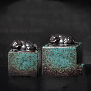 Ceramic Tea Caddy Sealed Small Storage Household Seal Decoration acacuss