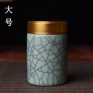 Ceramic Tea Caddy with Metal Lid Travel Tea Can Convenient Small Tea Box Tea Container Storage Tank Tea Organizer Candy Jar acacuss