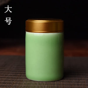 Ceramic Tea Caddy with Metal Lid Travel Tea Can Convenient Small Tea Box Tea Container Storage Tank Tea Organizer Candy Jar acacuss
