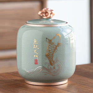 Ceramic Tea Jar Tea Caddy Tea Box Storage Organizer Tea Container Moisture-proof Sealed Tank Storage Tank Candy Jar Storage Box acacuss