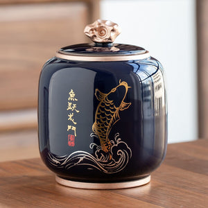 Ceramic Tea Jar Tea Caddy Tea Box Storage Organizer Tea Container Moisture-proof Sealed Tank Storage Tank Candy Jar Storage Box acacuss
