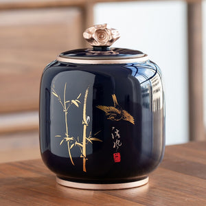 Ceramic Tea Jar Tea Caddy Tea Box Storage Organizer Tea Container Moisture-proof Sealed Tank Storage Tank Candy Jar Storage Box acacuss