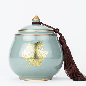 Ceramic Tea Jar Tea Caddy Tea Box Storage Organizer Tea Container Moisture-proof Sealed Tank Storage Tank Candy Jar Storage Box acacuss