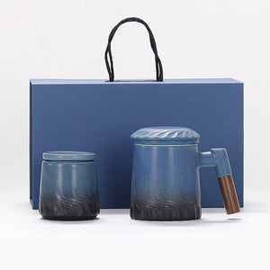 Ceramic Tea Mug Water Separation Filter Cup With Lid acacuss