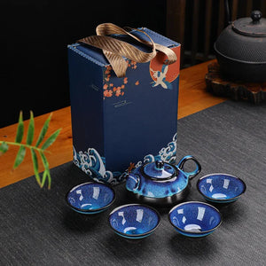 Ceramic Tea Set Chinese Kung Fu Tea Production Accessories One Pot of Four Cups of Best Tea Enthusiasts Holiday Gifts acacuss