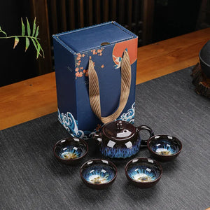 Ceramic Tea Set Chinese Kung Fu Tea Production Accessories One Pot of Four Cups of Best Tea Enthusiasts Holiday Gifts acacuss