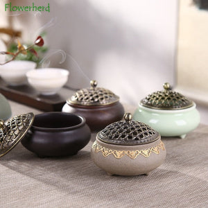 Ceramic Three-legged Incense Burner Sandalwood Agarwood Household Tea Ceremony Indoor Incense Burner for Buddha acacuss
