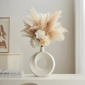 Ceramic Vase Nordic Style White Vase Light Luxury Flowerpot Modern Home Office Desktop Ornaments Living Room Decoration Home acacuss