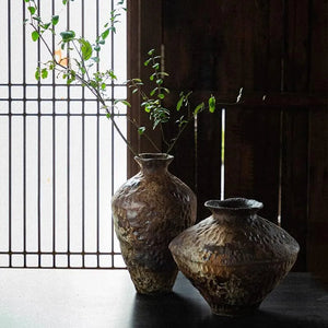 Ceramic active glaze surface rustic vase vintage vase zen decoration rough pottery pot handmade vintage porcelain vase acacuss