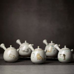 Ceramic kyusu teapot cute cat tea pot chinese kung fu tea set 250ml acacuss