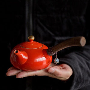 Ceramic kyusu teapot with wooden Side handle I Japanese Ceramic Teapot acacuss