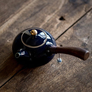 Ceramic kyusu teapot with wooden Side handle I Japanese Ceramic Teapot acacuss
