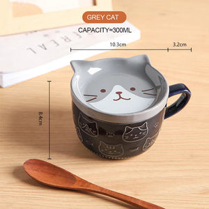 Ceramics Cute Cat Cup Shiba Inu Coffee Cups Mug with Lid Personality Gift Household Cartoon Kawaii Kids Breakfast Oat Milk Mugs acacuss