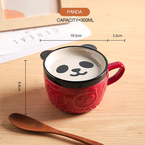 Ceramics Cute Cat Cup Shiba Inu Coffee Cups Mug with Lid Personality Gift Household Cartoon Kawaii Kids Breakfast Oat Milk Mugs acacuss