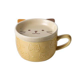Ceramics Cute Cat Cup Shiba Inu Coffee Cups Mug with Lid Personality Gift Household Cartoon Kawaii Kids Breakfast Oat Milk Mugs acacuss