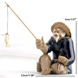 Ceramics Fisherman Boat Figurines for Aquarium Fish Tank Lanscape Bonsai Rockery Ornament Decoration Fairy Garden Home Decor acacuss