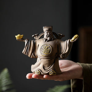 Ceramics God of Fortune Character statue ornament, Chinese-style home living room porch office lucky Buddha statue acacuss