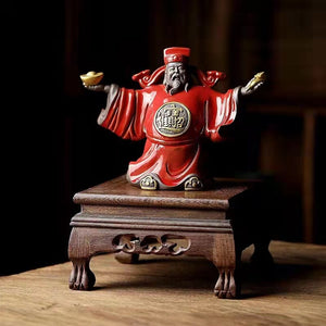 Ceramics God of Fortune Character statue ornament, Chinese-style home living room porch office lucky Buddha statue acacuss